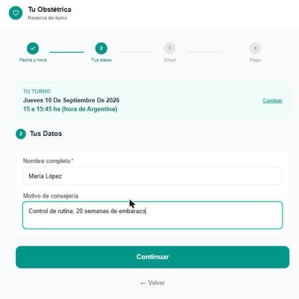 Formulario de datos del paciente